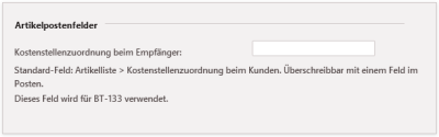 Add-on E-Rechnung Artikelpostenfelder