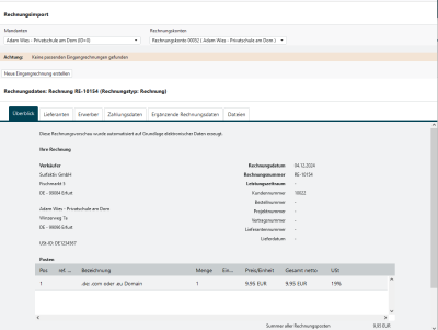E-Rechnung Eingangsrechnung visualisieren