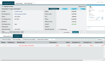 E-Rechnung Eingangsrechnung visualisieren - Eingangsrechnung erzeugt