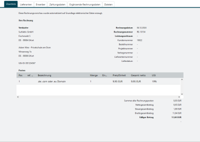 E-Rechnung Eingangsrechnung visualisieren - Überblick