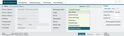 E-Rechnung Rechnungskonto Rechnungsversandart auswählen
